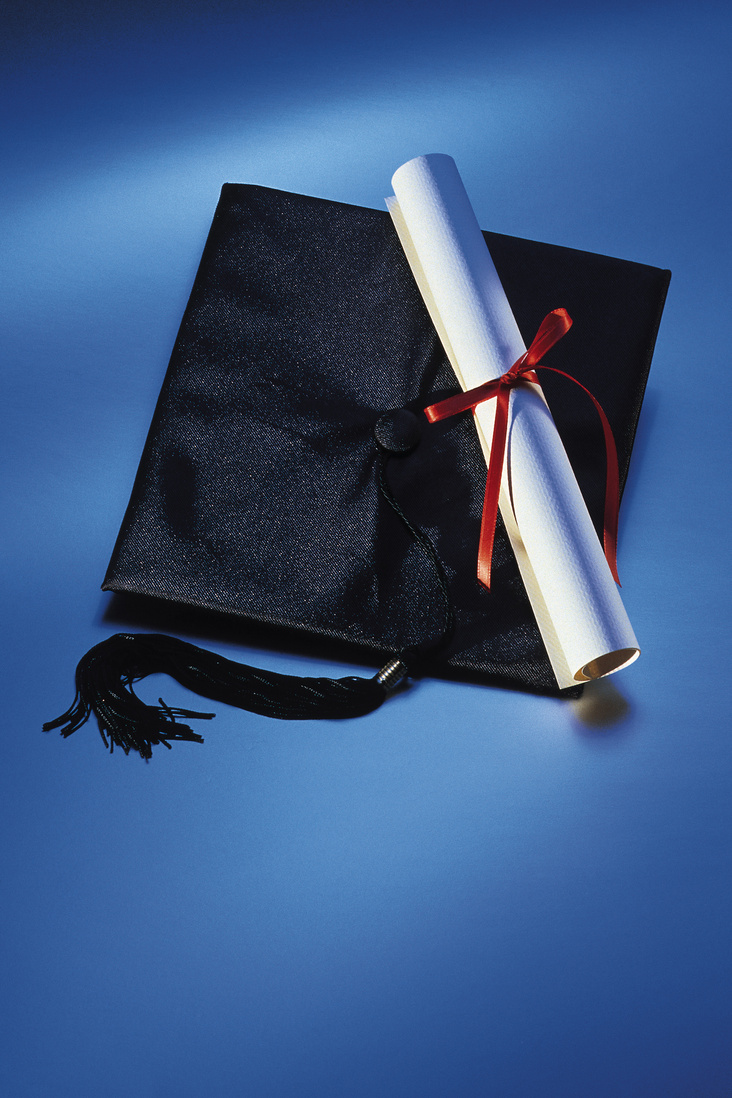 Graduation cap and diploma