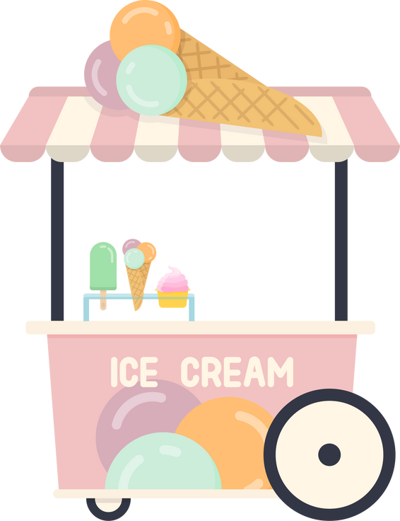 Ice cream stand cart. Street food cart.